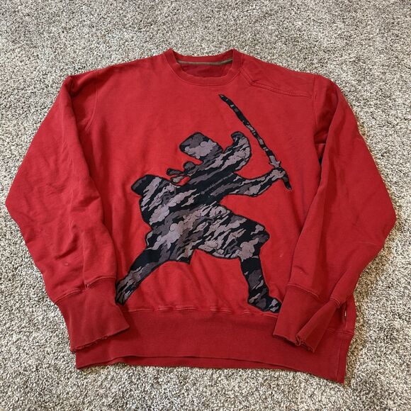 Vintage Maharishi Embroidered Samurai Crewneck Sweatshirt Red Men’s Size Large - Picture 1 of 10